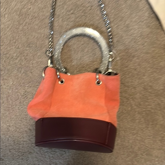 Milanblocks Coral and Burgundy Suede Bag - Picture 8 of 15